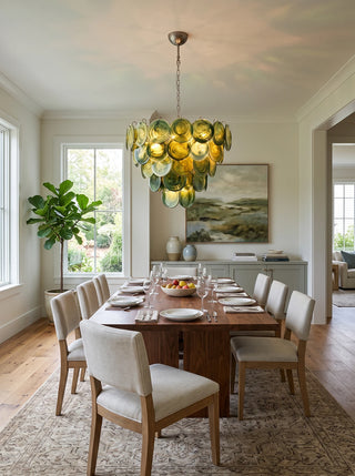 Thalia Olive Swirl Green Disc Chandelier
