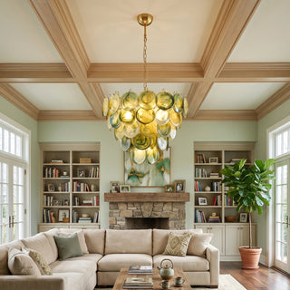 Thalia Olive Swirl Green Disc Chandelier