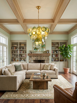 Thalia Olive Swirl Green Disc Chandelier