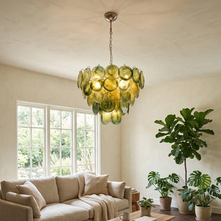 Thalia Olive Swirl Green Disc Chandelier