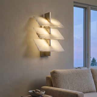 Tiered Alabaster Slab Wall Sconce