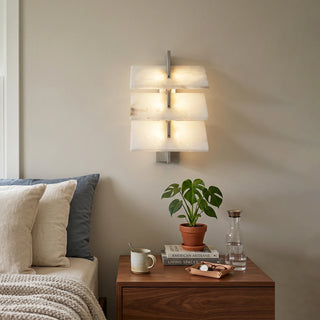 Tiered Alabaster Slab Wall Sconce