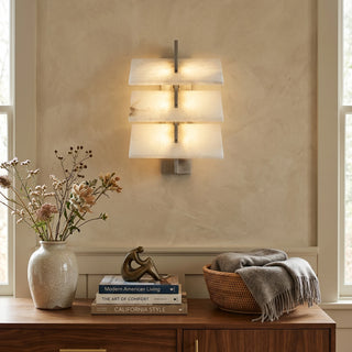 Tiered Alabaster Slab Wall Sconce