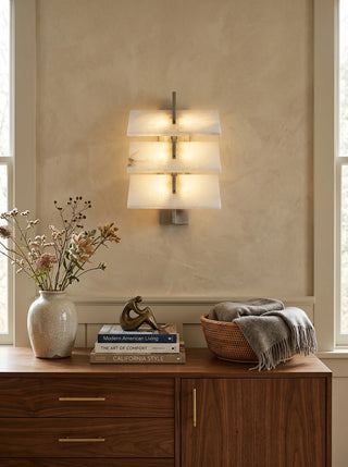 Tiered Alabaster Slab Wall Sconce