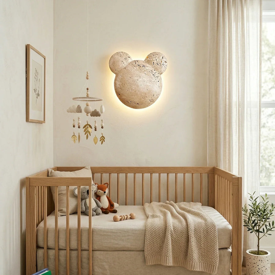 Travertine Bear Art Wall Lamp