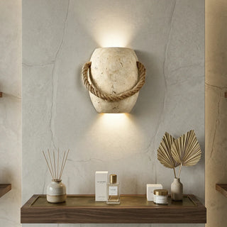 Travertine Coastal Rope Art Wall Lamp