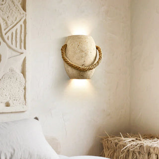 Travertine Coastal Rope Art Wall Lamp