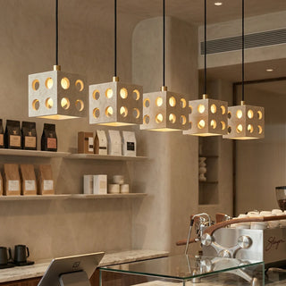 Travertine Cube Pendant Light