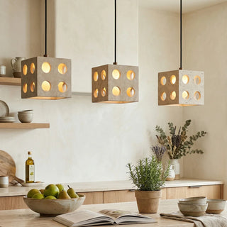 Travertine Cube Pendant Light
