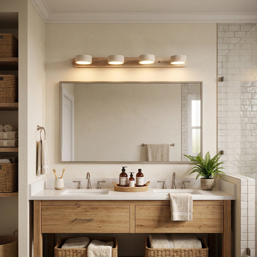 Travertine Duo Wood Wall Light