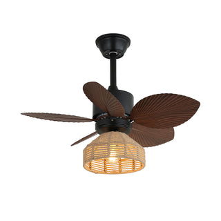 Tropical Palm Leaf Hemp Rope Ceiling Fan Light