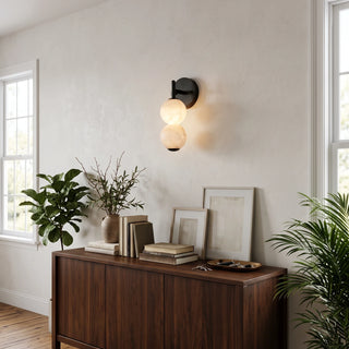 Twin Moon Alabaster Wall Sconce