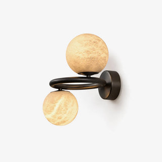 Two Globe Alabaster Spherical Wall Sconce