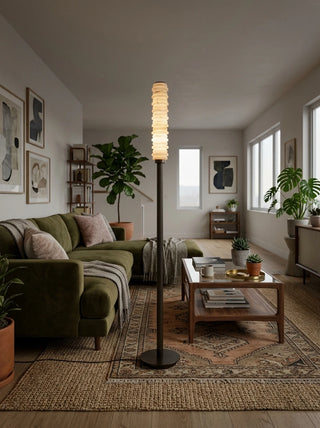 Verena Stacked Alabaster Column Floor Lamp