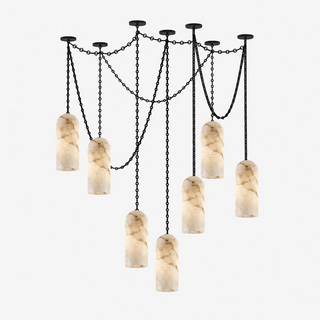 Verian Alabaster Capsule Chain Chandelier