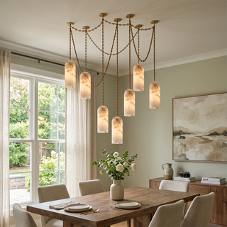 Verian Alabaster Capsule Chain Chandelier