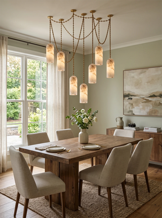 Verian Alabaster Capsule Chain Chandelier