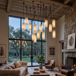Verian Alabaster Capsule Chain Chandelier