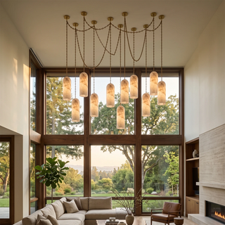 Verian Alabaster Capsule Chain Chandelier