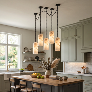 Verian Alabaster Capsule Chain Chandelier