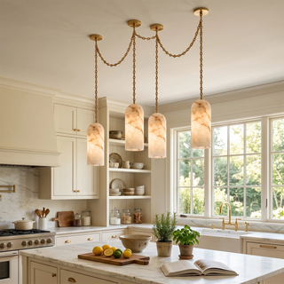Verian Alabaster Capsule Chain Chandelier