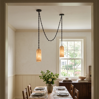 Verian Alabaster Capsule Chain Chandelier