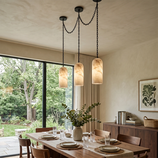 Verian Alabaster Capsule Chain Chandelier