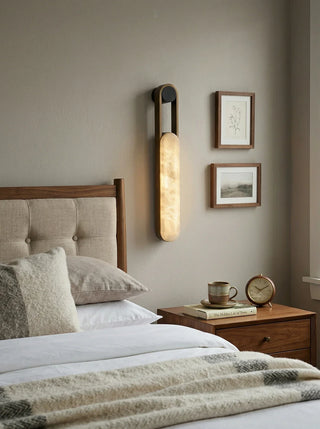 Vertical Ring Handle Alabaster Wall Lamp
