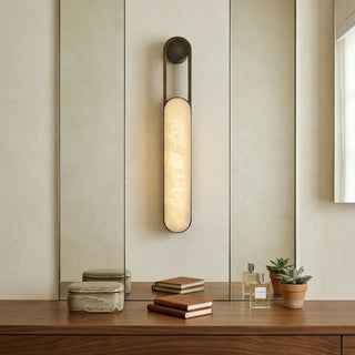 Vertical Ring Handle Alabaster Wall Lamp