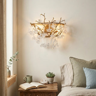 Vine-Patterned Glass Floral Wall Sconce