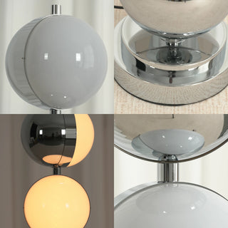 Vloer Floor Lamp Vidirlighting 4-in-1 Macro Craftsmanship Detail Collage Highlighting White Finish Chrome Hardware Joint Swivel Eyeball and Lit Diffuser Globe