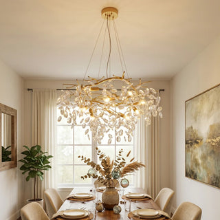 Crystal Teardrop Brass Chandelier
